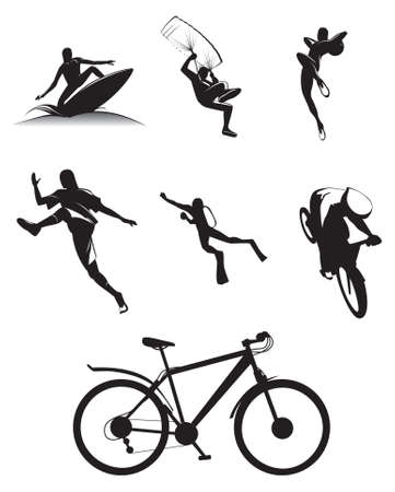  set of sport silhouettesのイラスト素材
