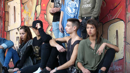 Lisbon, Potugal - December 24, 2017: Group of models in denim.のeditorial素材