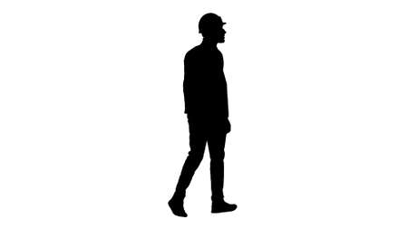 Silhouette Walking engineer in helmet.の写真素材