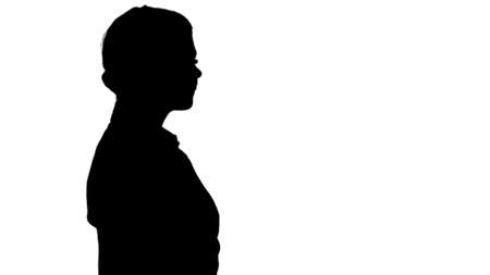 Silhouette Young business woman walking.の写真素材