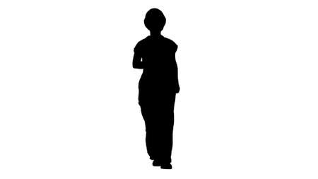 Silhouette Confident experienced forewoman walking with will toの写真素材