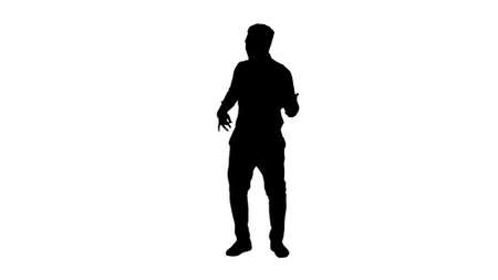 Silhouette Passionate African American man pretending to play anの写真素材