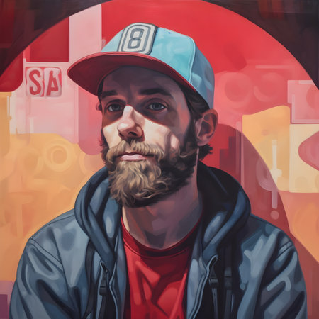 Portrait of a graffiti artist in street art styleの素材