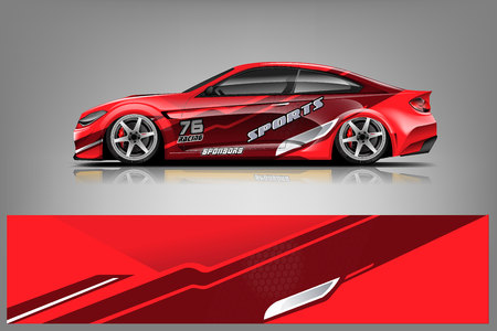 Car decal wrap design vector. Graphic abstract stripe racing background kit designs for vehicle, race car, rally, adventure and livery - Vectorのイラスト素材