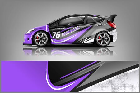 Car decal wrap design vector. Graphic abstract stripe racing background kit designs for vehicle, race car, rally, adventure and livery - Vectorのイラスト素材