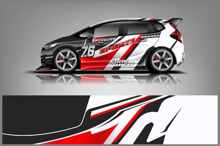 Car decal wrap design vector. Graphic abstract stripe racing background kit designs for vehicle, race car, rally, adventure and livery - Vectorのイラスト素材