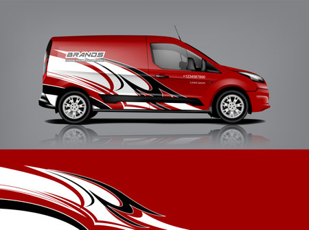 Van wrap design. Wrap, sticker and decal design for company. Vector format eps10 dekal a1のイラスト素材