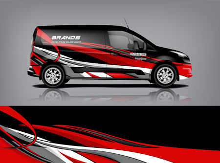 Van wrap design. Wrap, sticker and decal design for company. Vector format eps10 dekal a1のイラスト素材