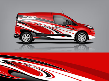 Van wrap design. Wrap, sticker and decal design for company. Vector format eps10 dekal a1のイラスト素材