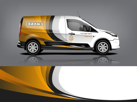 Van wrap design. Wrap, sticker and decal design for company. Vector format eps10 dekal a1のイラスト素材