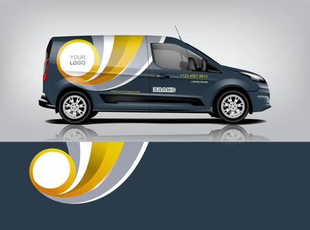 Van wrap design. Wrap, sticker and decal design for company. Vector format eps10 dekal a1のイラスト素材