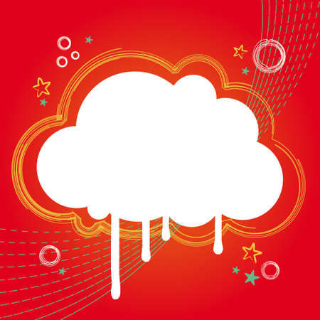 Clouds and stars on the red backgroundのイラスト素材