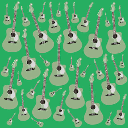acoustic guitars on colored background isolated flat styleのイラスト素材