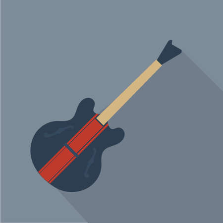 acoustic guitar on gray background flat styleのイラスト素材