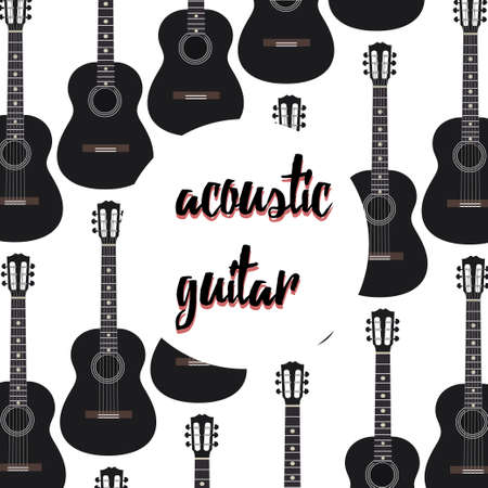 acoustic guitars on white background with the textのイラスト素材