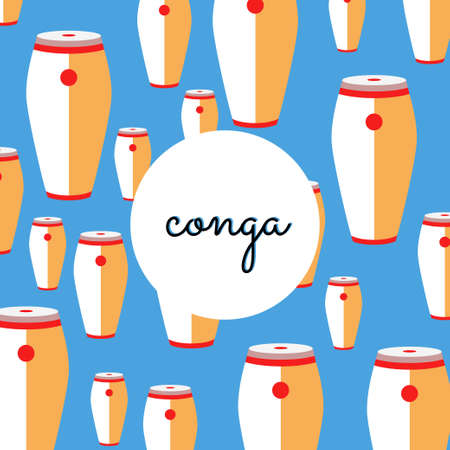 percussion conga on colored background with text flat styleのイラスト素材