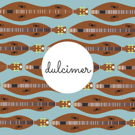 folk string instrument dulcimer on a colored background flat styleのイラスト素材