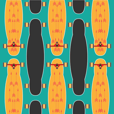 set of stickers with longboards. Different shapes of decks. I love longboardのイラスト素材
