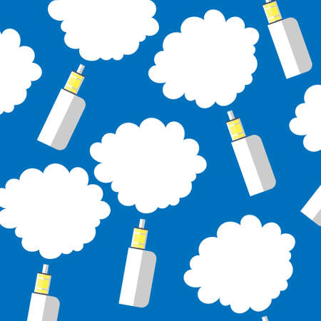 electronic cigarette with smoke on colored background flat styleのイラスト素材