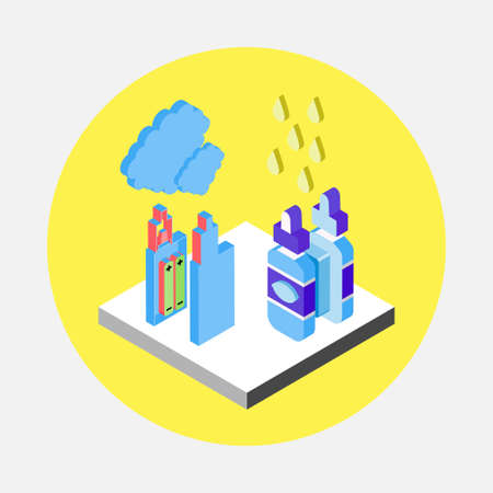 electronic cigarette with smoke on colored background flat styleのイラスト素材