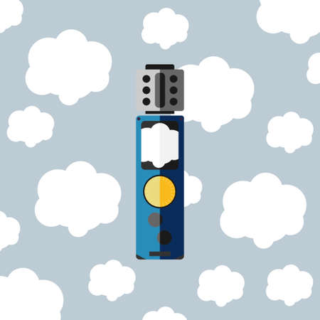 electronic cigarette with cloud flat styleのイラスト素材