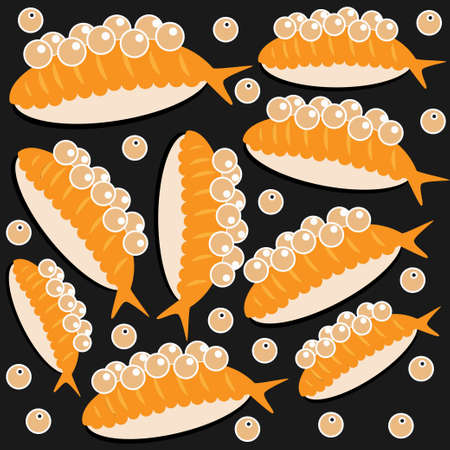 sushi pattern on dark background flat style. fast food. japanese cuisineのイラスト素材