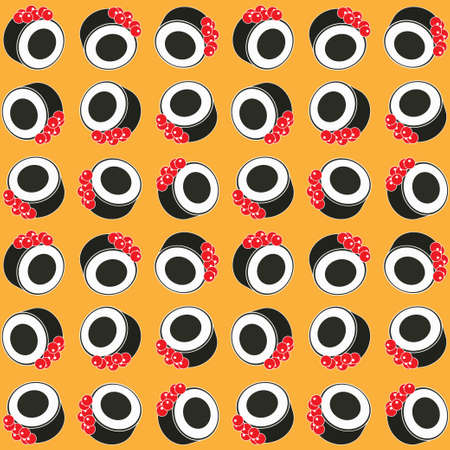 sushi pattern on dark background flat style. fast food. japanese cuisineのイラスト素材