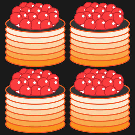 sushi pattern on dark background flat style. fast food. japanese cuisineのイラスト素材