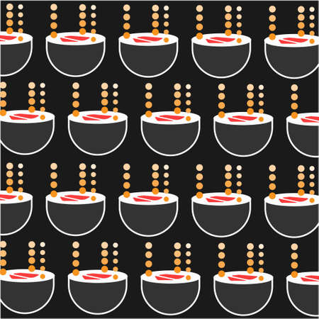 sushi pattern on dark background flat style. fast food. japanese cuisineのイラスト素材