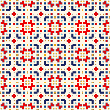 Seamless pattern with symmetric geometric ornament. Ethnic  ornamental texture. Native abstract background. Vector illustration.のイラスト素材