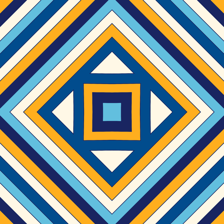 Bright ethnic abstract background. Seamless pattern with symmetric geometric ornament. Ornamental mosaic texture. Vector illustrationのイラスト素材