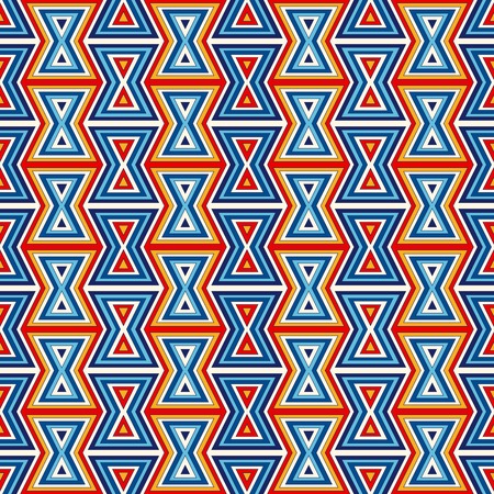 Bright ethnic abstract background. Seamless pattern with symmetric geometric ornament. Ornamental...