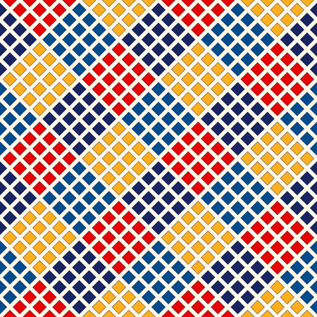 Seamless pattern with symmetric geometric ornament. Abstract repeated bright squares background. Mosaic wallpaper. Vector illustrationのイラスト素材