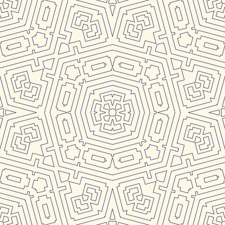 Outline ethnic abstract background. Seamless pattern with symmetric geometric ornament. Can be used for coloring books and pages, textile print, page fill. Vector illustrationのイラスト素材