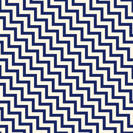 Seamless pattern with symmetric geometric ornament. Chevron zigzag navy colors diagonal lines abstract background. Ornamental vivid wallpaper. Vector illustrationのイラスト素材