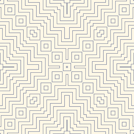 Outline ethnic abstract background. Seamless pattern with symmetric geometric ornament. Can be used for coloring books and pages, textile print, page fill. Vector illustrationのイラスト素材