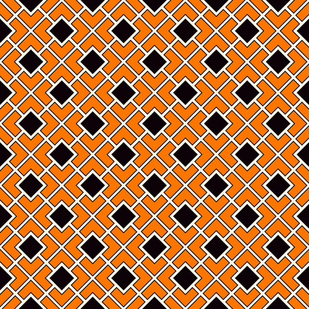 Seamless pattern in Halloween traditional colors. Diagonal square chain abstract background. Can be used for digital paper, textile print, page fill. Color Vector illustrationのイラスト素材
