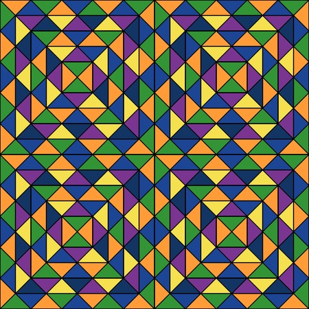 Seamless pattern with geometric ornament. Repeated color triangles abstract background. Mosaic...
