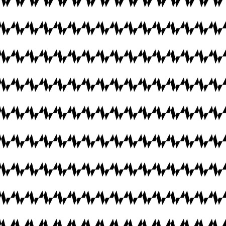 Seamless horizontal jagged striped pattern. Repeated black angular lines on white background. Sharp waves abstract wallpaper. Zigzag motif. For scrapbook paper, textile print. Wavy vector illustrationのイラスト素材