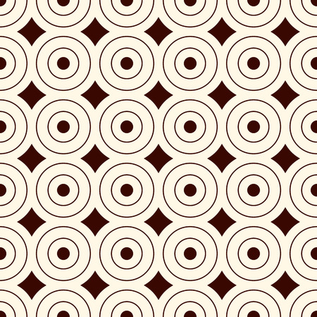 Outline seamless pattern with geometric figures. Repeated circles ornamental abstract background. Modern ornamental motif. Digital paper, textile print, page fill. Vector artのイラスト素材