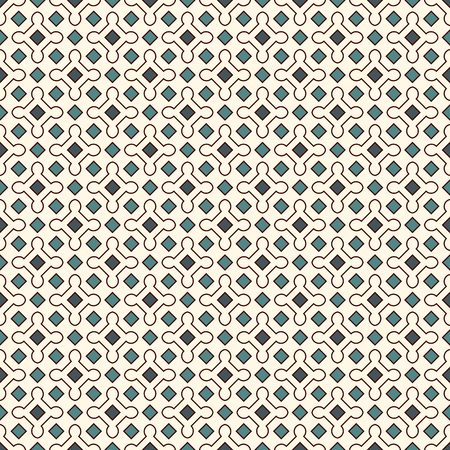 Blue seamless pattern with repeated geometric figures. Ornamental abstract background. Oriental motif. Digital paper for textile print, page fill. Vector art illustrationのイラスト素材