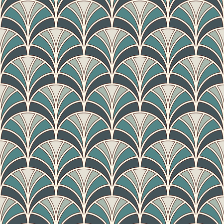 Fish scale wallpaper. Asian traditional ornament with repeated scallops. Hand fan motif. Seamless surface pattern with semicircles. Oriental digital paper, textile print, page fill. Vector artのイラスト素材