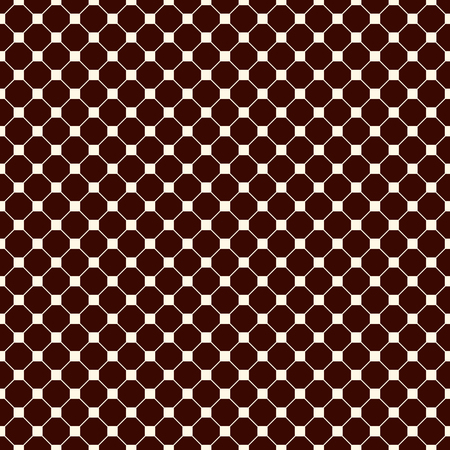 Repeated outline octagons and squares abstract background. Minimalist seamless surface pattern with geometric ornament. Simple modern print. Checkered wallpaper. Vector artのイラスト素材