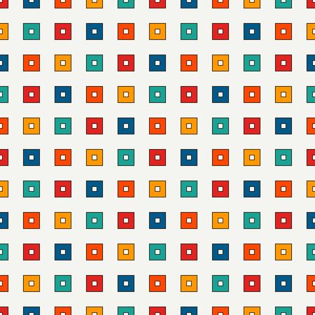 Seamless pattern with geometric ornament. Repeated bright square abstract background. Vivid colors surface texture. Digital paper, textile print, page fill. Vector artのイラスト素材