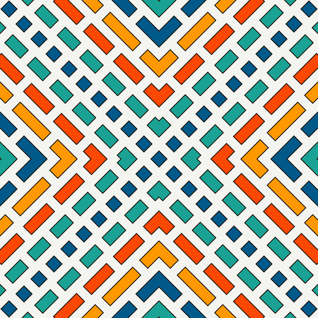 Diagonal dashed lines abstract background. Seamless pattern with geometric motif. Simple symmetric ornament. Bright colors digital paper, textile print, page fill. Vector artのイラスト素材