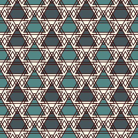 Repeated triangles and thin line grid background. Simple abstract wallpaper. Seamless surface pattern design with geometric figures. Modern style digital paper, textile print, page fill. Vector artのイラスト素材