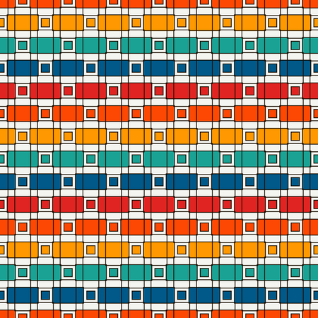 Horizontal dashed lines abstract background. Seamless pattern with geometric motif. Repeated squares and rectangles.のイラスト素材