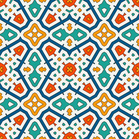 Colorful kaleidoscope abstract background. Eclectic mosaic tile. Bright seamless surface pattern...