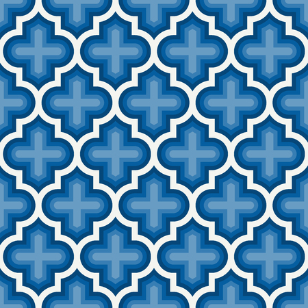Seamless surface design with ogee ornament. Oriental traditional pattern with repeated mosaic tile. window wallpaper. Lantern shapes motif. Arabesque digital paper, textile print. Vector artのイラスト素材