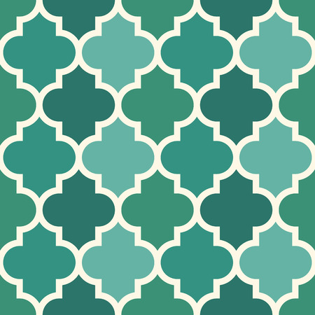 Seamless surface design with ogee ornament. Oriental traditional pattern with repeated mosaic tile. Tracery window wallpaper. Moroccan crosses motif. Arabesque digital paper, textile print. Vector artのイラスト素材